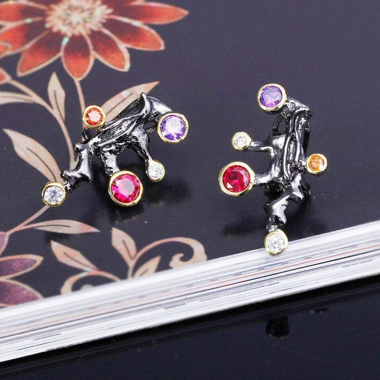 Black Carnival CZ Stones Studs - Urban Village Co.