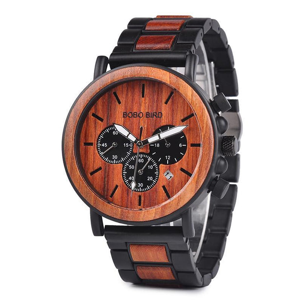 Wooden & Stainless Steel Military Watch - Urban Village Co.