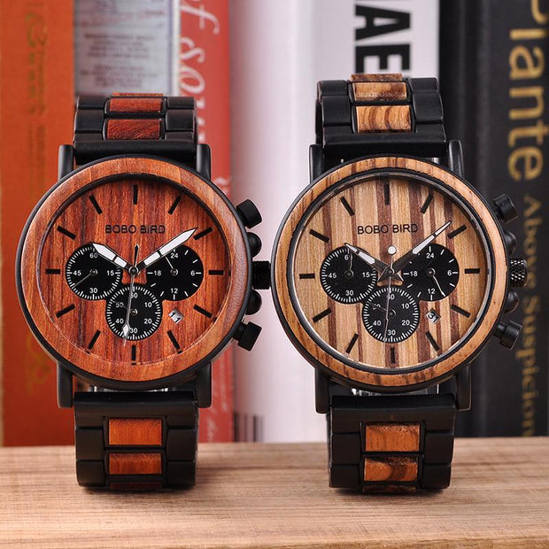 Wooden & Stainless Steel Military Watch - Urban Village Co.