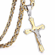 Gold Tone Stainless Steel Cross Pendant Necklace - Urban Village Co.