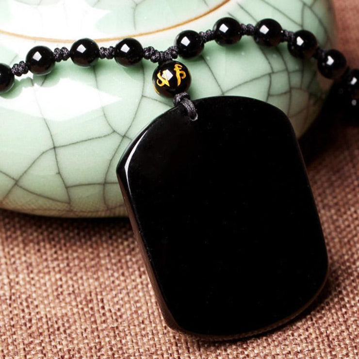 Wolf Head- Black Obsidian Necklace - Urban Village Co.