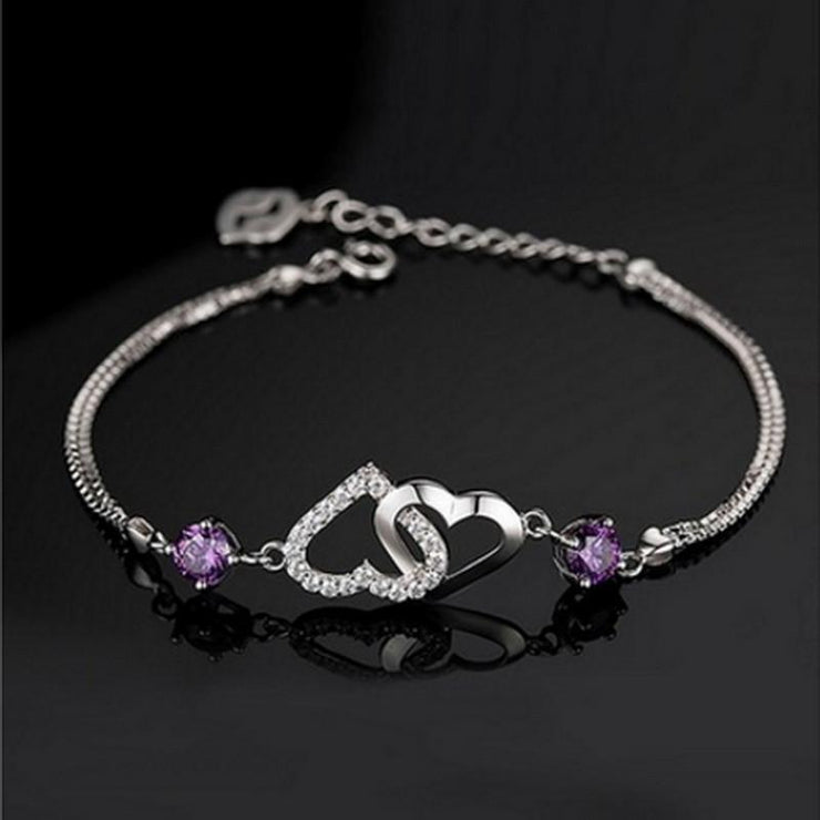 Amethyst Infinity Heart Bracelet - Urban Village Co.