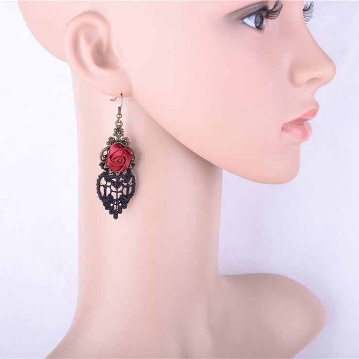 Vampire Red Rose Earrings - Urban Village Co.