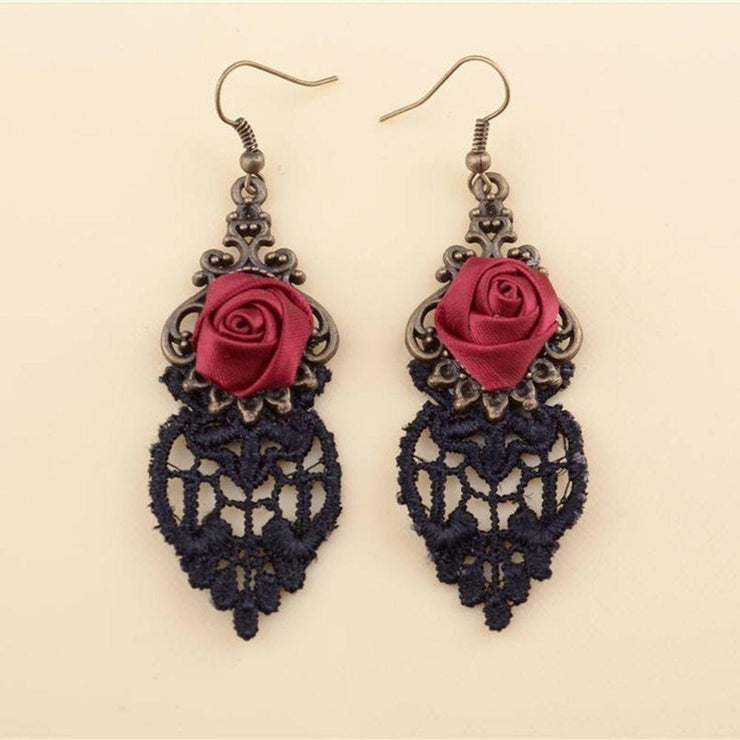 Vampire Red Rose Earrings - Urban Village Co.