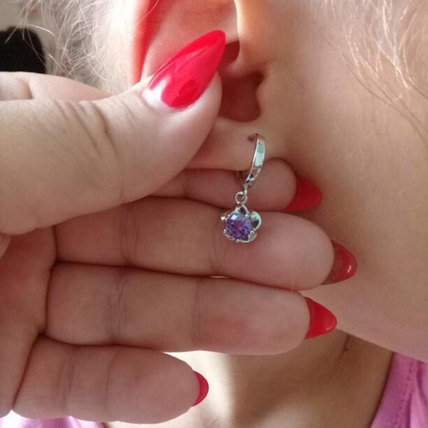 Purple Flower Crystal Earrings - Urban Village Co.