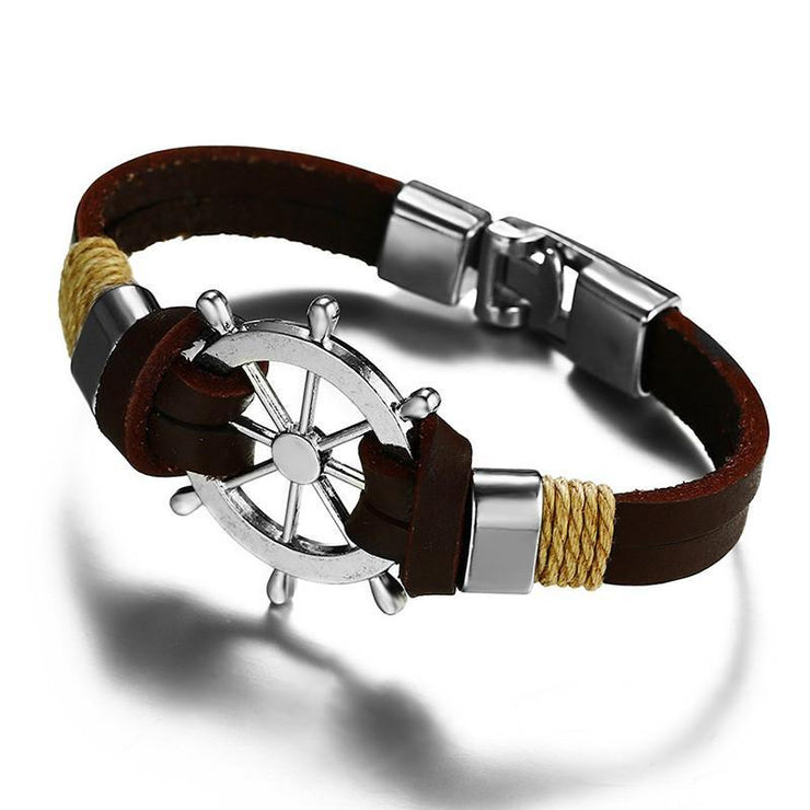 Classic Nautical Leather Bracelet Bangle - Urban Village Co.