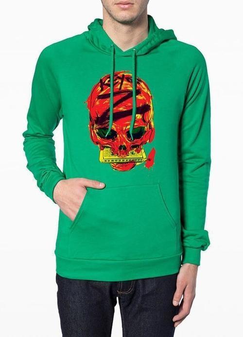 Skull 2 Hoodie Green - Urban Village Co.