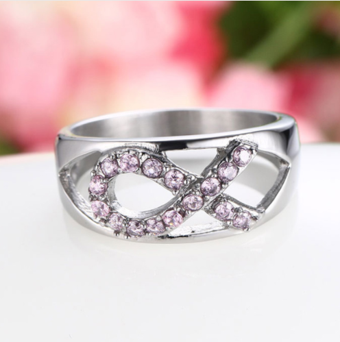 Pink Ribbon Crystal Ring - Urban Village Co.