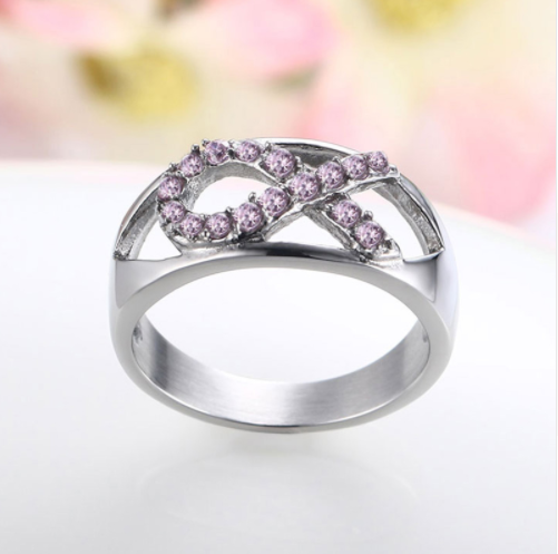 Pink Ribbon Crystal Ring - Urban Village Co.