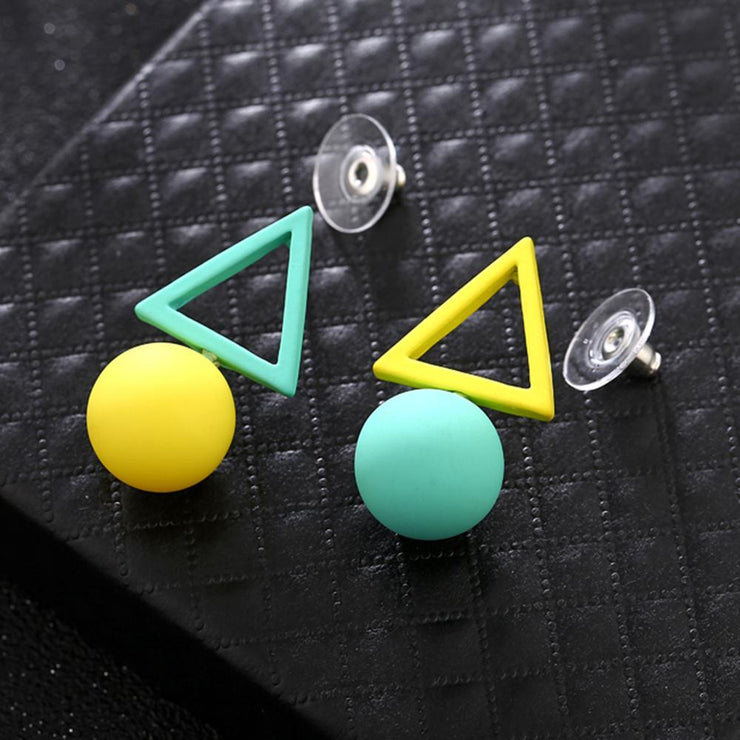 Playful Colors Triangle Ball Drop Earrings - Urban Village Co.