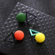 Playful Colors Triangle Ball Drop Earrings - Urban Village Co.
