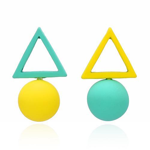 Playful Colors Triangle Ball Drop Earrings - Urban Village Co.